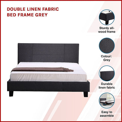 Linen Fabric Queen Bed Headboard Bedhead - Grey.