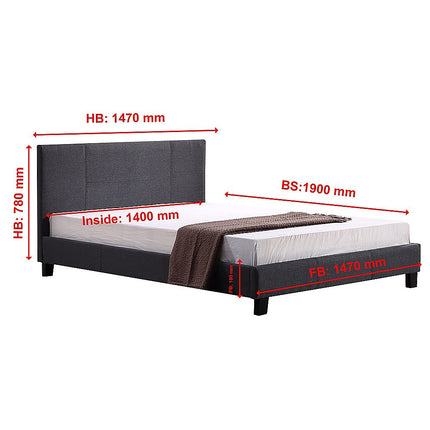 Linen Fabric Queen Bed Headboard Bedhead - Grey.