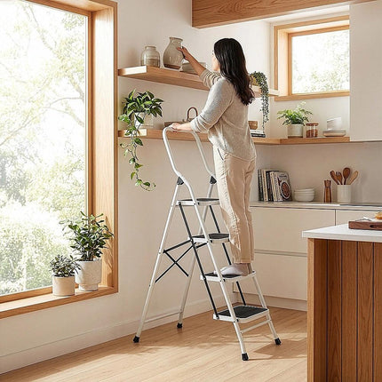 Foldable Non Slip 4 Step Steel Ladder.