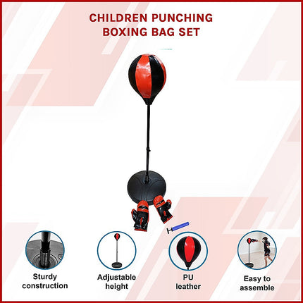 Kids Boxing Punching Bag Set – Children’s Training Gloves & Fitness Stand.
