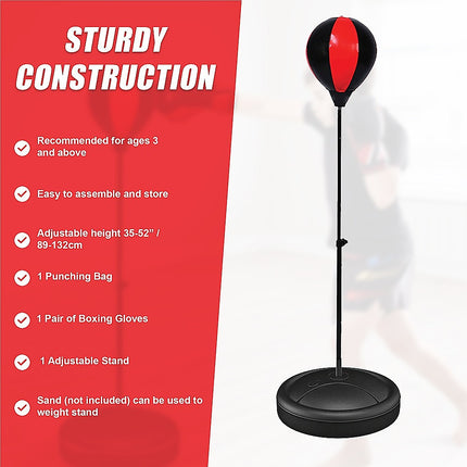 Kids Boxing Punching Bag Set – Children’s Training Gloves & Fitness Stand.