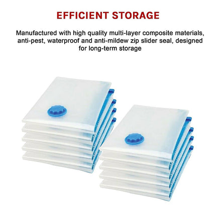 10X Jumbo Vacuum Storage Bags – Space Saver Seal Bags for Clothes, Bedding, Blankets & Travel Organisation.