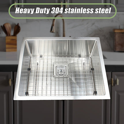 550x455mm Handmade 1.5mm Stainless Steel Undermount / Topmount Kitchen Sink with Square Waste.