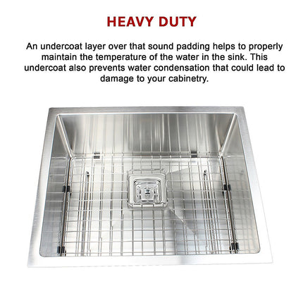 550x455mm Handmade 1.5mm Stainless Steel Undermount / Topmount Kitchen Sink with Square Waste.