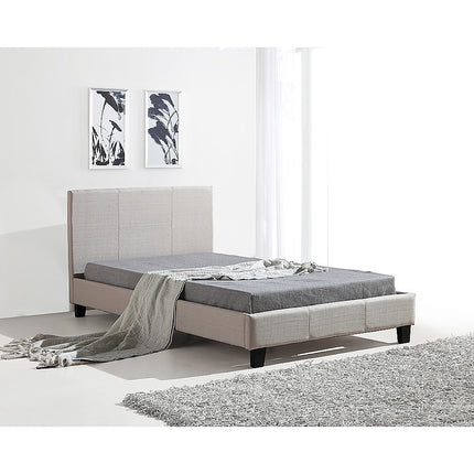 King Single Linen Fabric Bed Frame Beige.