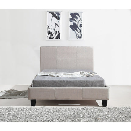 King Single Linen Fabric Bed Frame Beige.