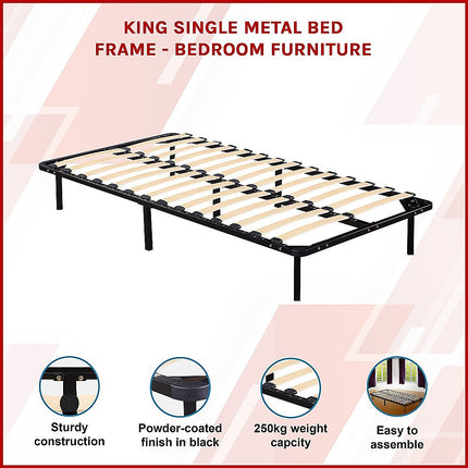 King Single Metal Bed Frame - Bedroom Furniture.
