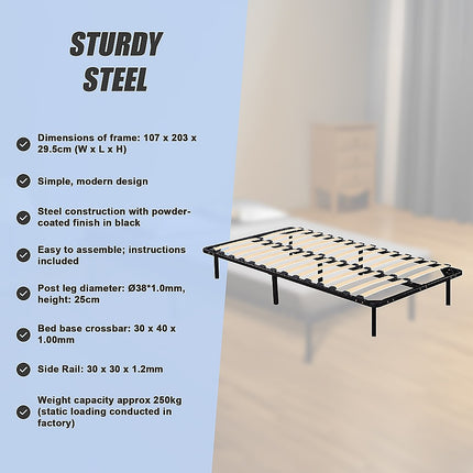 King Single Metal Bed Frame - Bedroom Furniture.