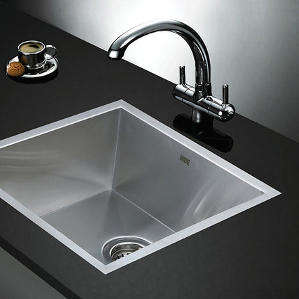 440x440mm Handmade Stainless Steel Undermount / Topmount Kitchen Laundry Sink with Waste.