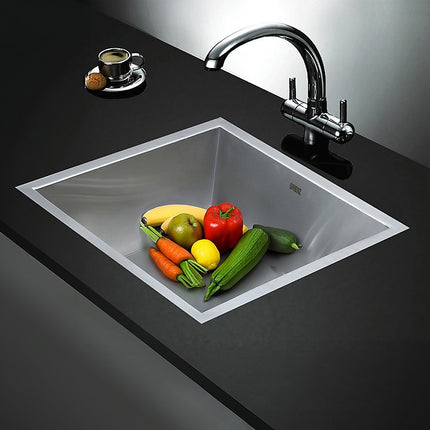 440x440mm Handmade Stainless Steel Undermount / Topmount Kitchen Laundry Sink with Waste.