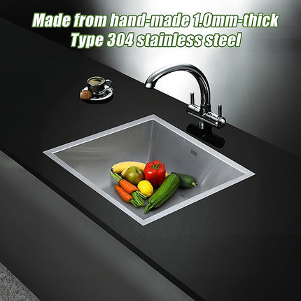 440x440mm Handmade Stainless Steel Undermount / Topmount Kitchen Laundry Sink with Waste.
