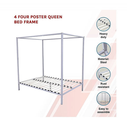 4 Four Poster Queen Bed Frame.