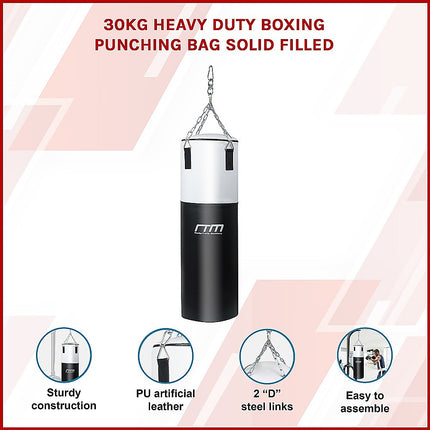 30kg Heavy Duty Boxing Punching Bag Solid Filled.