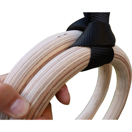 Birch Wood Gymnastic Rings with Adjustable Straps – Strength & Calisthenics Training.