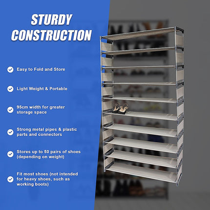 50 Pairs 10 Tiers Shoe Rack.