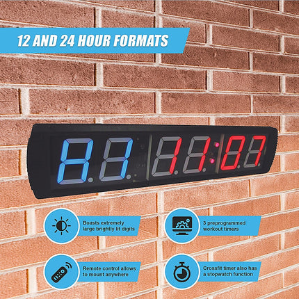 6 Digit Digital Timer Interval Fitness Clock LED Gym Display.