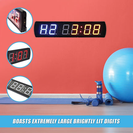 6 Digit Digital Timer Interval Fitness Clock LED Gym Display.