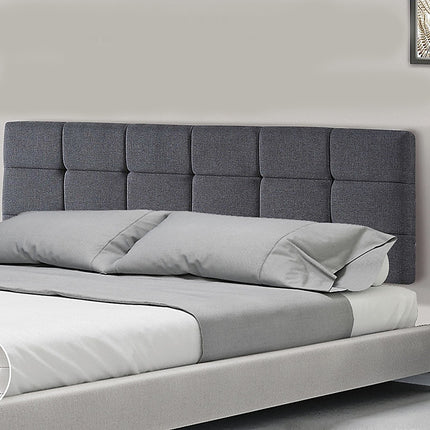 Linen Fabric King Bed Deluxe Headboard Bedhead - Grey.