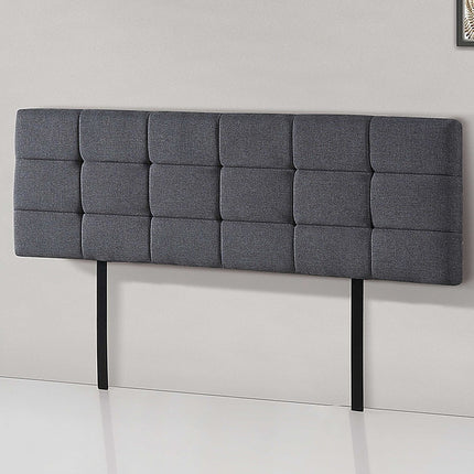 Linen Fabric King Bed Deluxe Headboard Bedhead - Grey.