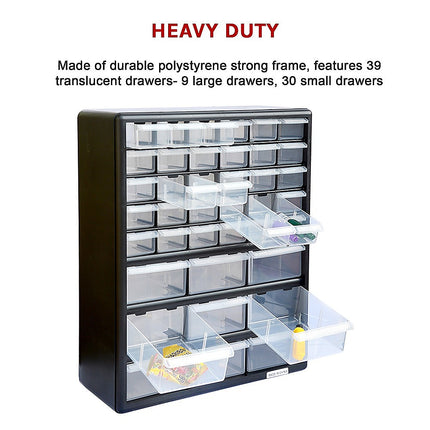 Storage Cabinet Drawers 39 Plastic Tool Box Containers Organiser Cupboard.