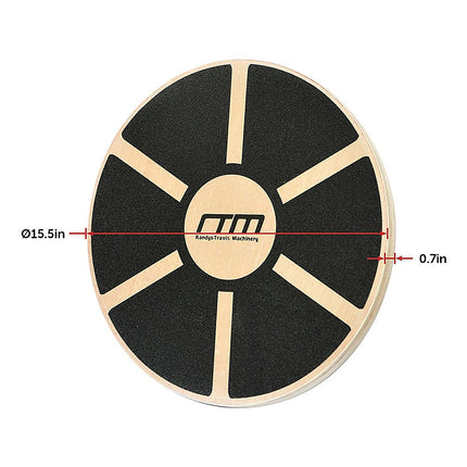Heavy Duty 15.5" Wooden Balance Board with Non-Slip Pad for Fitness Training.