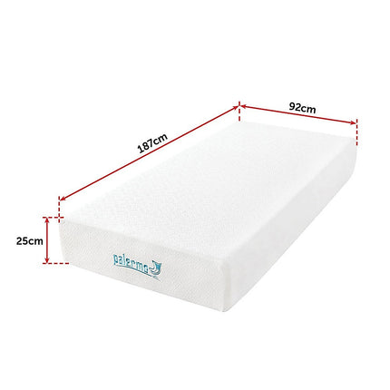 Single 25cm Gel Memory Foam Mattress – Dual-Layered Comfort with CertiPUR-US Certified Foam.