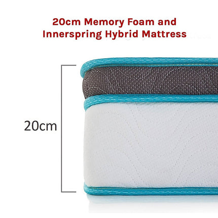 Single 20cm Hybrid Mattress – Memory Foam and Innerspring Support.