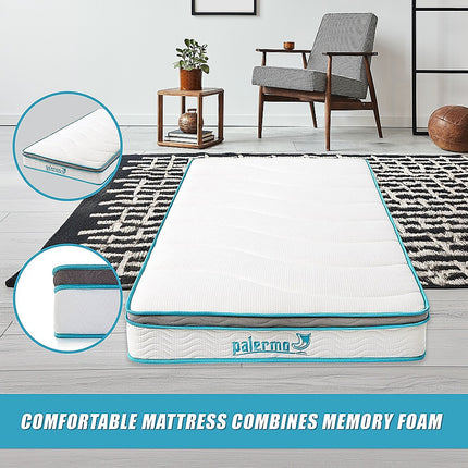 Single 20cm Hybrid Mattress – Memory Foam and Innerspring Support.