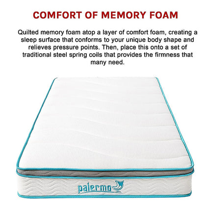 Single 20cm Hybrid Mattress – Memory Foam and Innerspring Support.