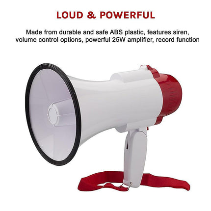 Audio Megaphone 25Watt Bull Horn with Siren.