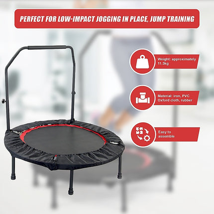 Mini Rebounder Trampoline with Adjustable Handle – Fitness Bounce Trainer.