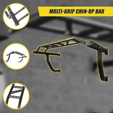Wall Mounted Multi Grip Chin Up Bar – Heavy Duty Pull Up Station for Upper Body Training.