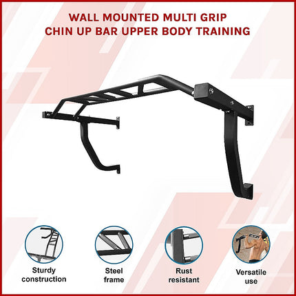 Wall Mounted Multi Grip Chin Up Bar – Heavy Duty Pull Up Station for Upper Body Training.