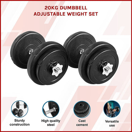 20KG Dumbbell Adjustable Weight Set.
