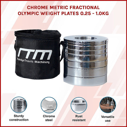 Chrome Metric Fractional Olympic Weight Plates 0.25 to 1kg Set.