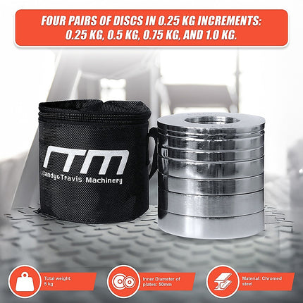 Chrome Metric Fractional Olympic Weight Plates 0.25 to 1kg Set.