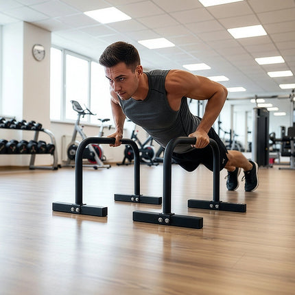 Steel Parallette Bars for Push Ups, Dips & Calisthenics Home Strength Training.