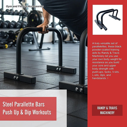 Steel Parallette Bars for Push Ups, Dips & Calisthenics Home Strength Training.