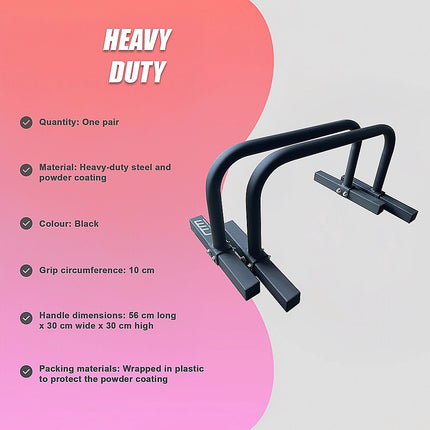 Steel Parallette Bars for Push Ups, Dips & Calisthenics Home Strength Training.