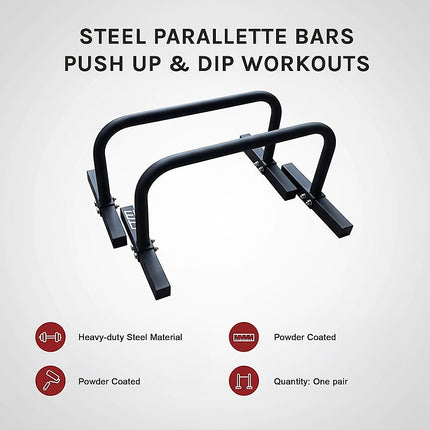 Steel Parallette Bars for Push Ups, Dips & Calisthenics Home Strength Training.