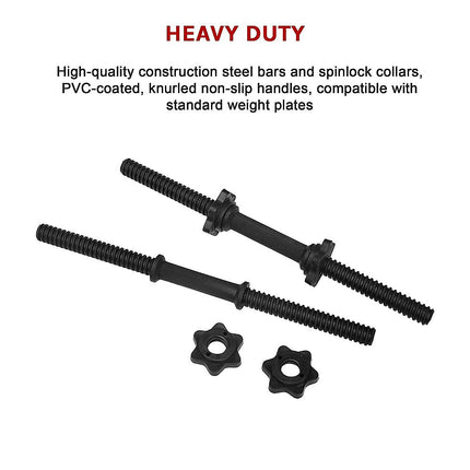 45cm - 1 Pair Dumbbell Bar 25mm Diameter - PVC Coated Dumbell Handle.