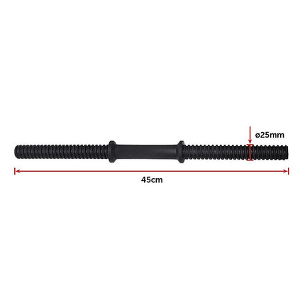 45cm - 1 Pair Dumbbell Bar 25mm Diameter - PVC Coated Dumbell Handle.