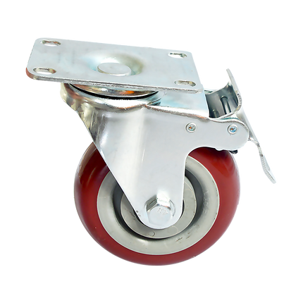 4 x 4" Heavy Duty PU Swivel Castor Wheels With Brake.