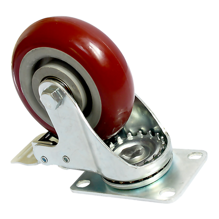 4 x 4" Heavy Duty PU Swivel Castor Wheels With Brake.
