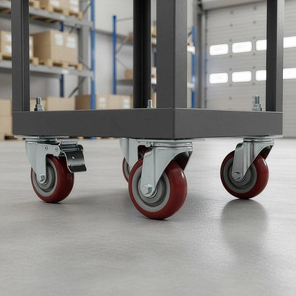 4 x 4" Heavy Duty PU Swivel Castor Wheels With Brake.