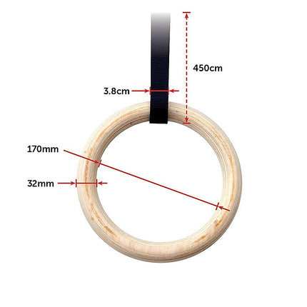 202mm Wooden Gymnastic Rings – Olympic Gym Strength Training & Fitness.