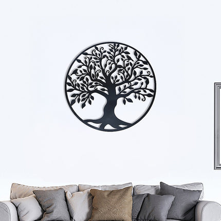Black Tree of Life Wall Art Hanging Metal Iron Sculpture Garden 60cm.