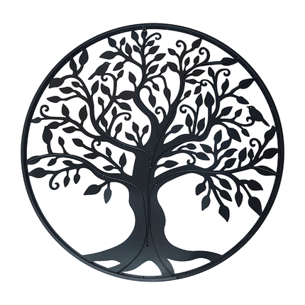 Black Tree of Life Wall Art Hanging Metal Iron Sculpture Garden 60cm.