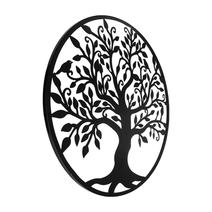 Black Tree of Life Wall Art Hanging Metal Iron Sculpture Garden 60cm.