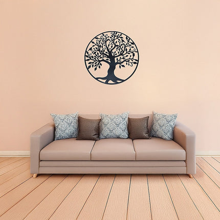 Black Tree of Life Wall Art Hanging Metal Iron Sculpture Garden 60cm.